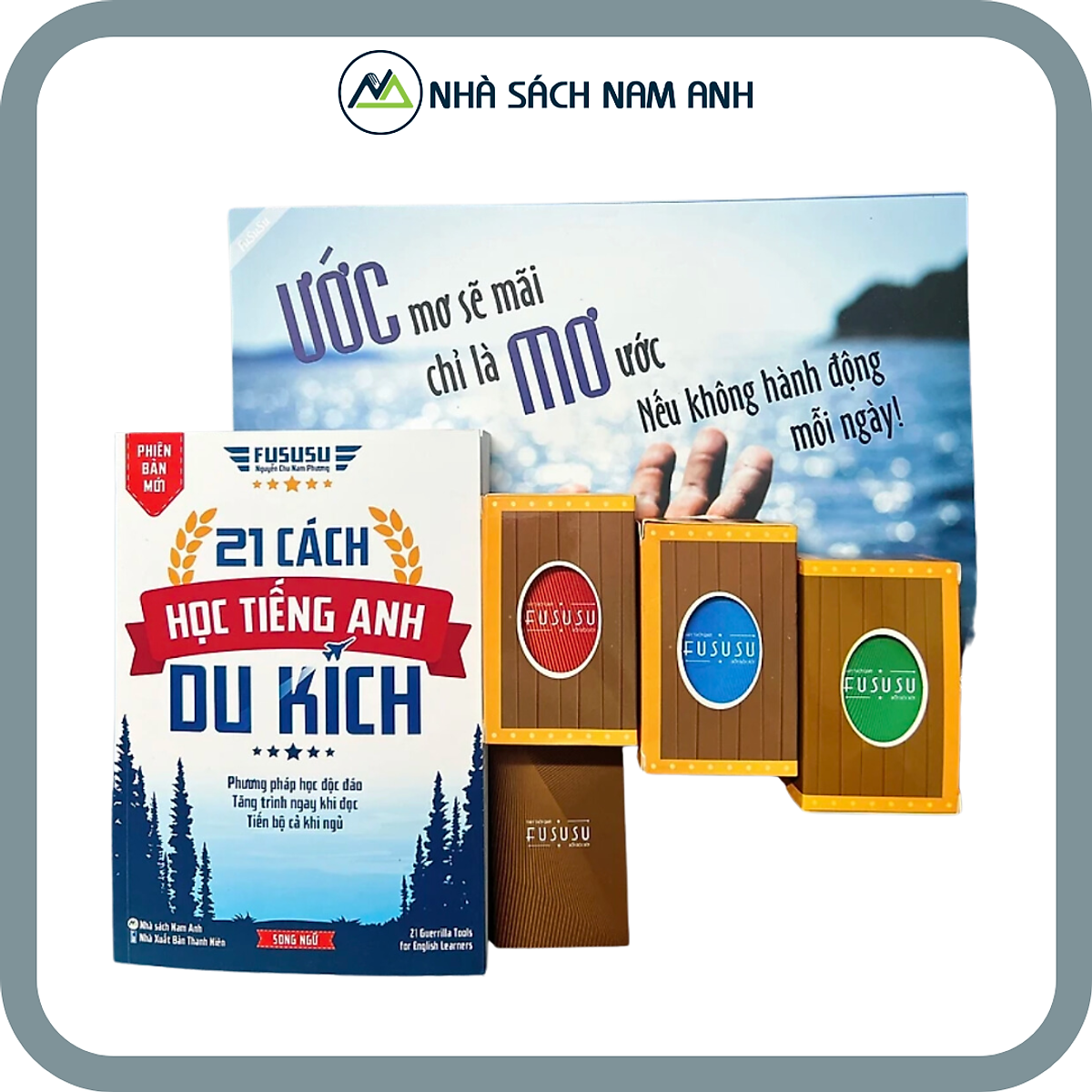 Combo Sách 21 Cách Học Tiếng Anh Du Kích Kèm Bộ 3 Hòm Kho Báu 156 Flashcard Câu Nói Hay Và Quà Tặng Độc Đáo Từ Fususu (Mới)