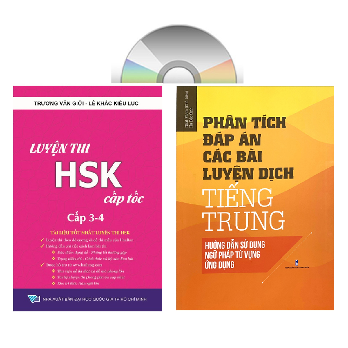 Sách - combo: Luyện thi HSK cấp tốc tập 2 (tương đương HSK 3+4 kèm CD) + Phân tích đáp án các bài luyện dịch Tiếng Trung + DVD tài liệu