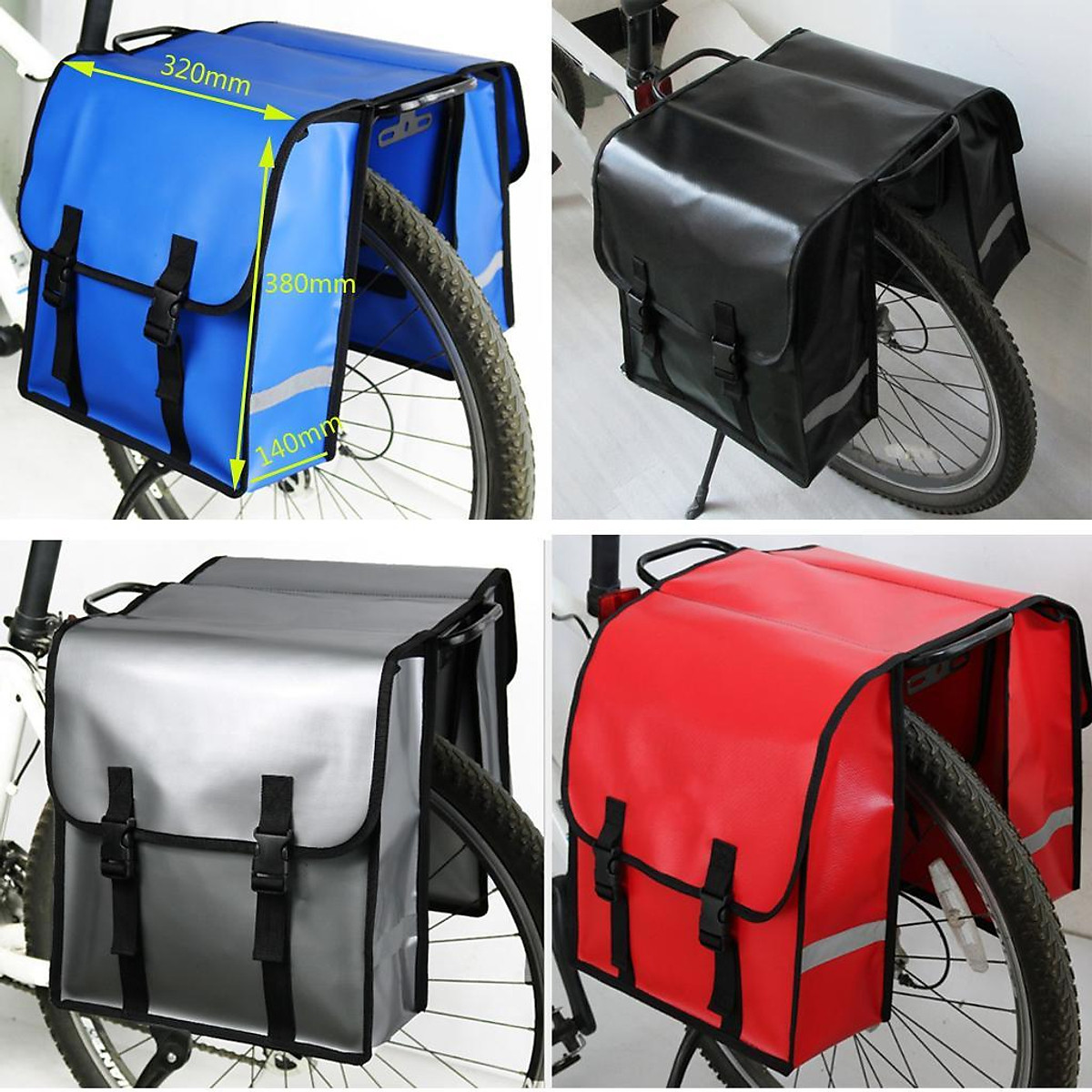 Amazon.com: CamGo Waterproof Bike Double Panniers Strap-on Extendable  Cycling Rear Seat Rack Bags Bicylcle Accessory Storage Luggage with Rain  Cover (Black) : Sports & Outdoors