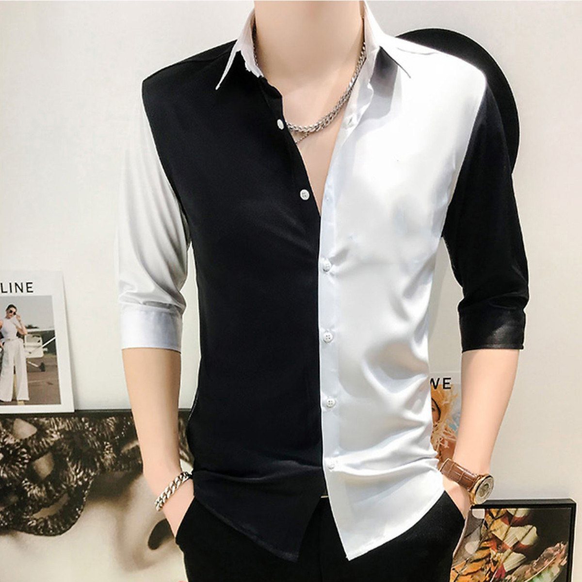 TOP 11 mẫu áo sơ mi nam tay lỡ và công thức phối đồ chuẩn mỹ nam #14 TOP 11 mẫu áo sơ mi nam tay lỡ và công thức phối đồ chuẩn mỹ nam