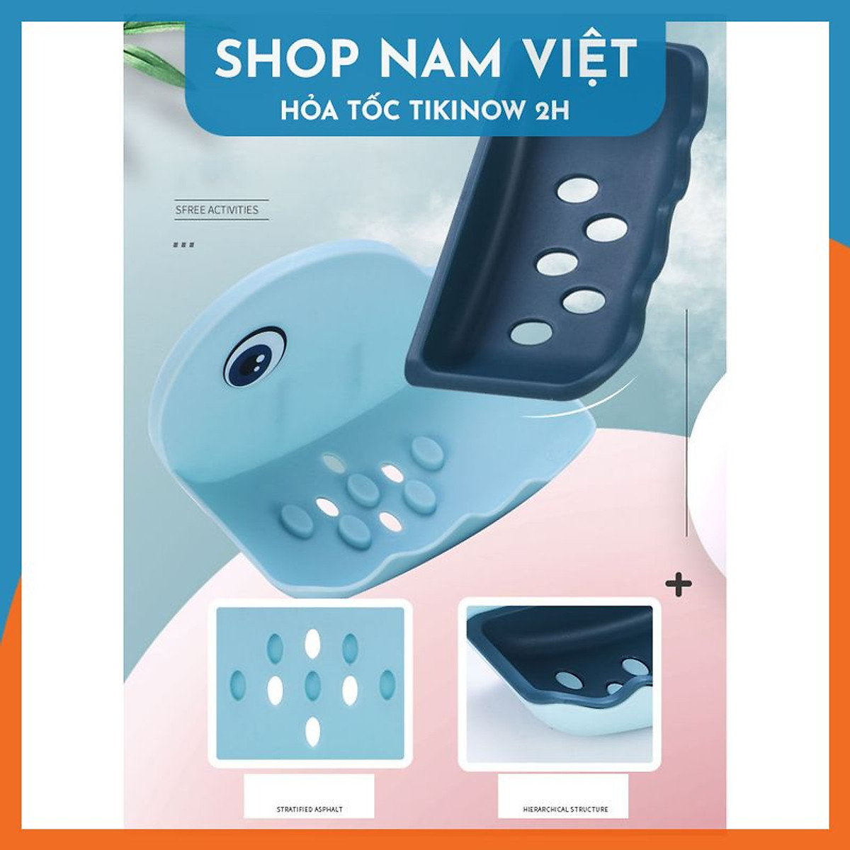 Khay Để Xà Phòng 2 Lớp Dán Tường Cá Voi