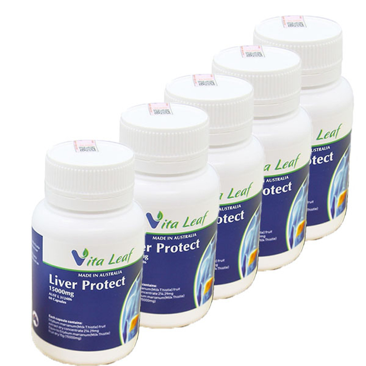 5 hộp Thực phẩm Liver Protect 15000mg Vita Leaf bổ sung dinh dưỡng cho người lớn