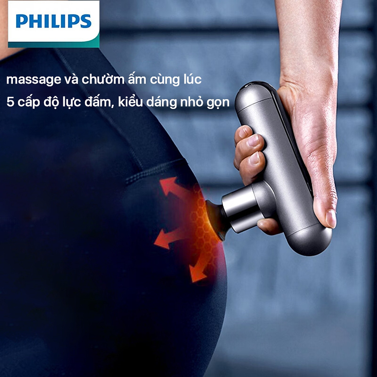 Máy Massage Cầm Tay PHILIPS PPM7303 gọn nhẹ 7 đầu massage linh hoạt - Hàng nhập khẩu