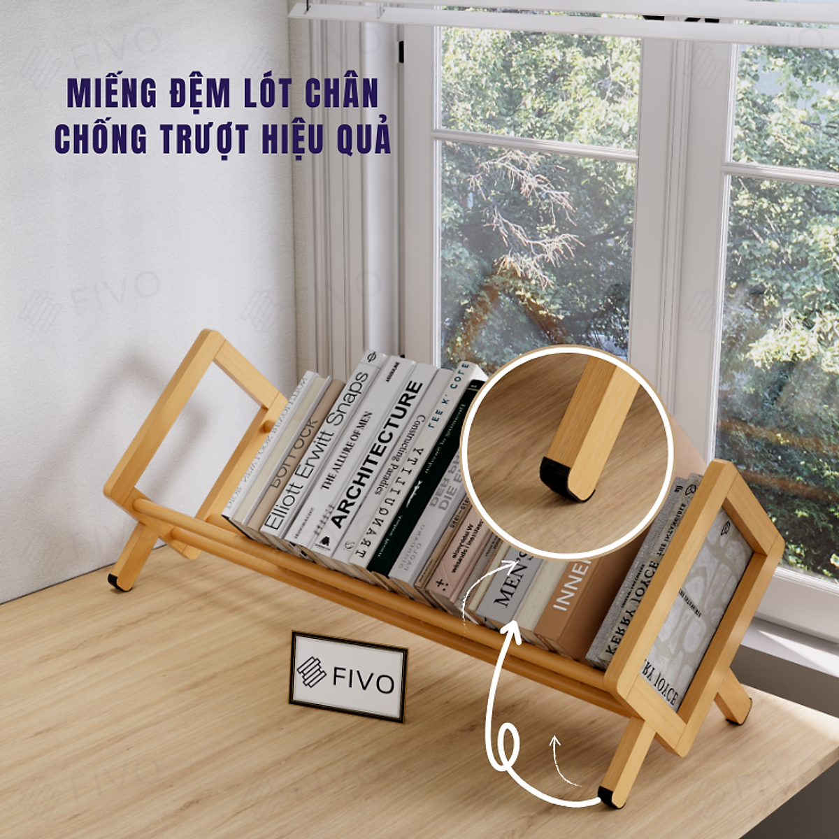Kệ Sách Gỗ Tre Tự Nhiên Để Bàn Mini FB28 FIVO Dễ Lắp Ráp, Tiết Kiệm Diện Tích, Decor Trang Trí Bàn Học Và Bàn Làm Việc