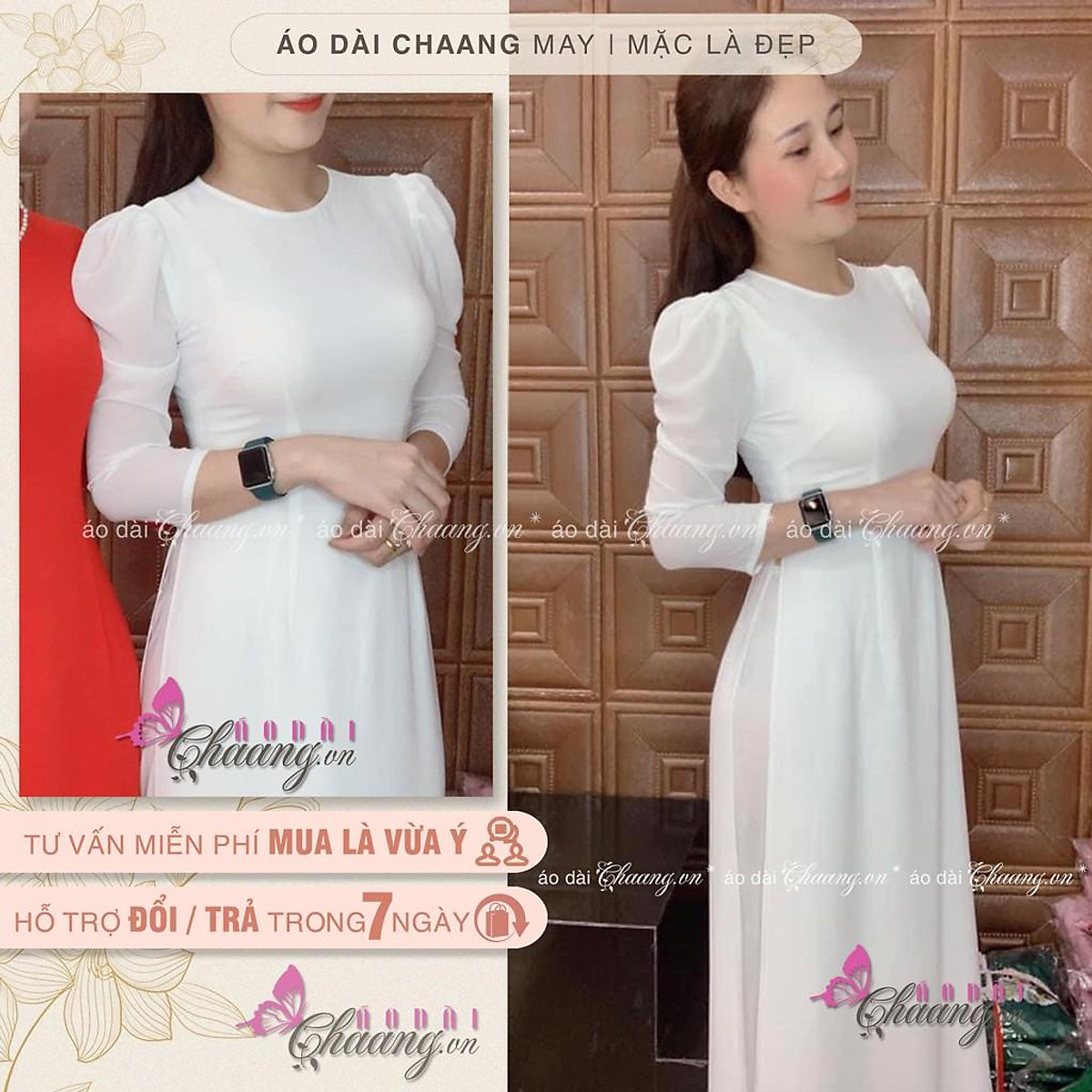 Mua Áo Dài Trắng Tay Phồng Cổ Tròn Truyền Thống May Sẵn Áo Dài Lụa Tây Thi  Vai Bồng Đẹp | Tiki