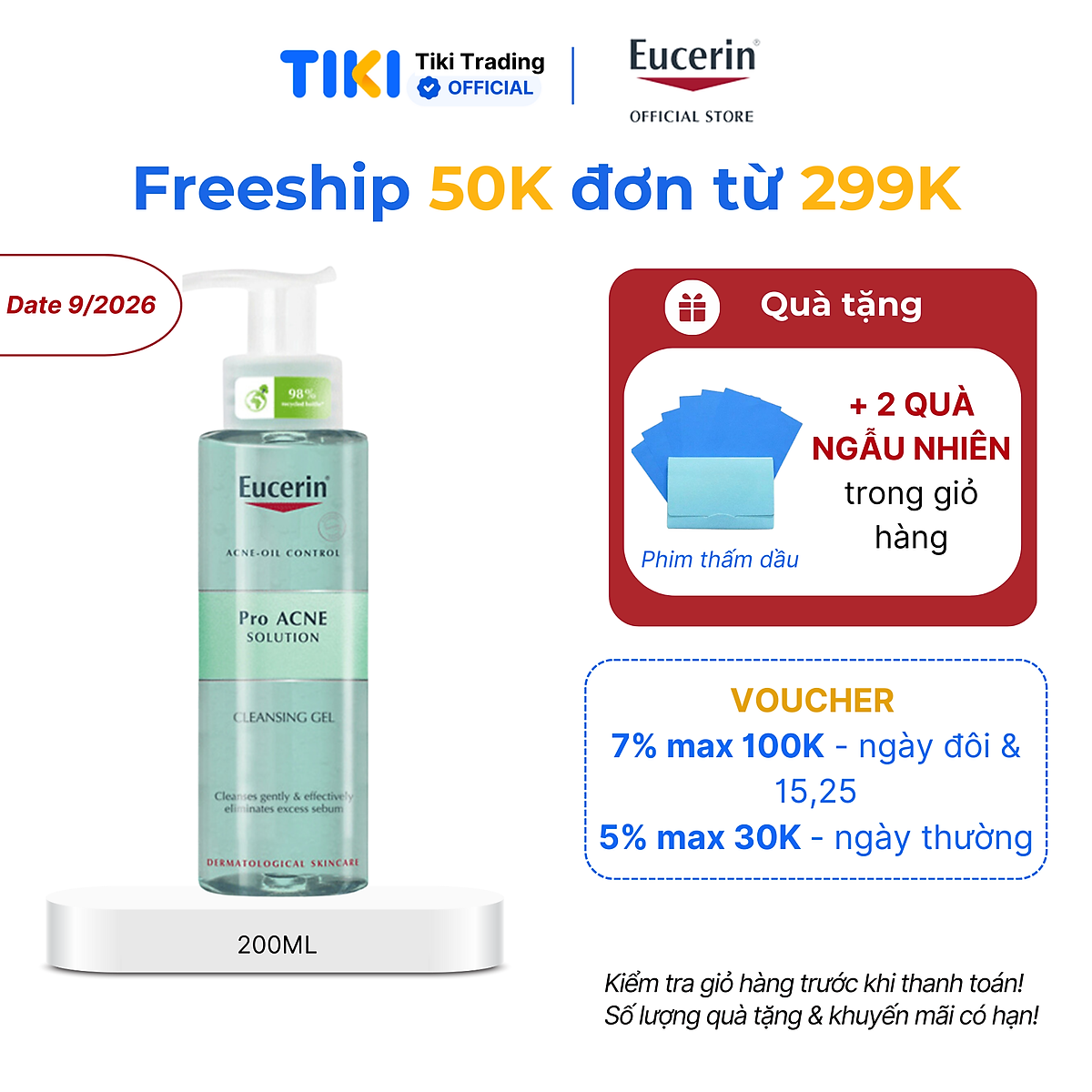 Gel rửa mặt giảm mụn Eucerin Pro Acne Cleansing Gel 200ml