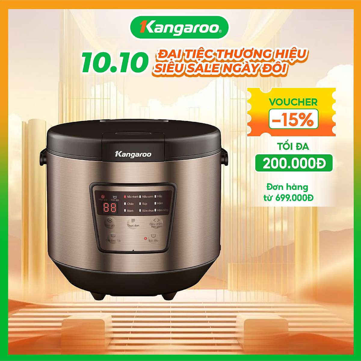 Nồi cơm điện tử Kangaroo 1.8 lít KG18DR7 - Hàng chính hãng