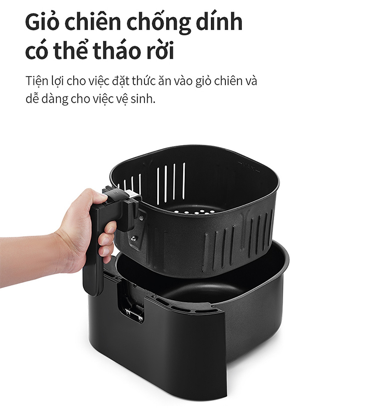 Nồi Chiên Không Dầu Locknlock Visible Air Fryer CUBE EJF996BLK (5.5 Lít) - Hàng Chính Hãng