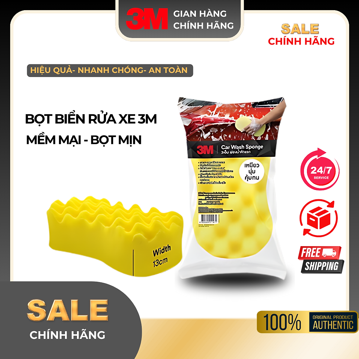 Miếng mút rửa xe bọt biển tạo bọt, siêu mịn 3M