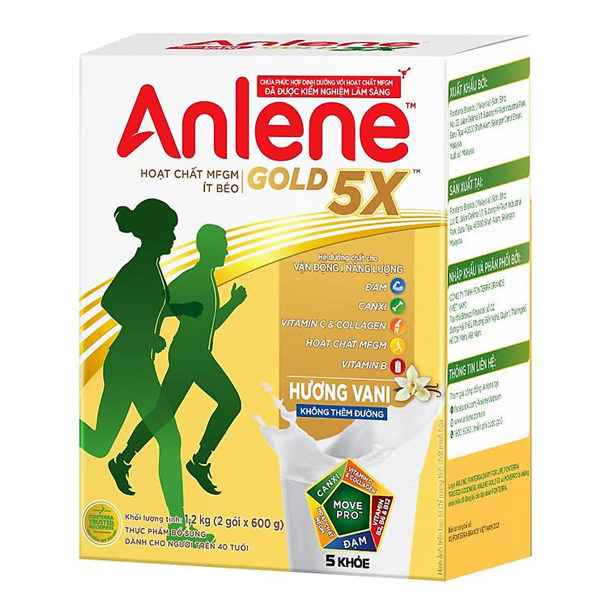 Combo 4 Sữa Bột Anlene Gold 5X Hương Vanilla (Hộp Giấy 1,2kg)