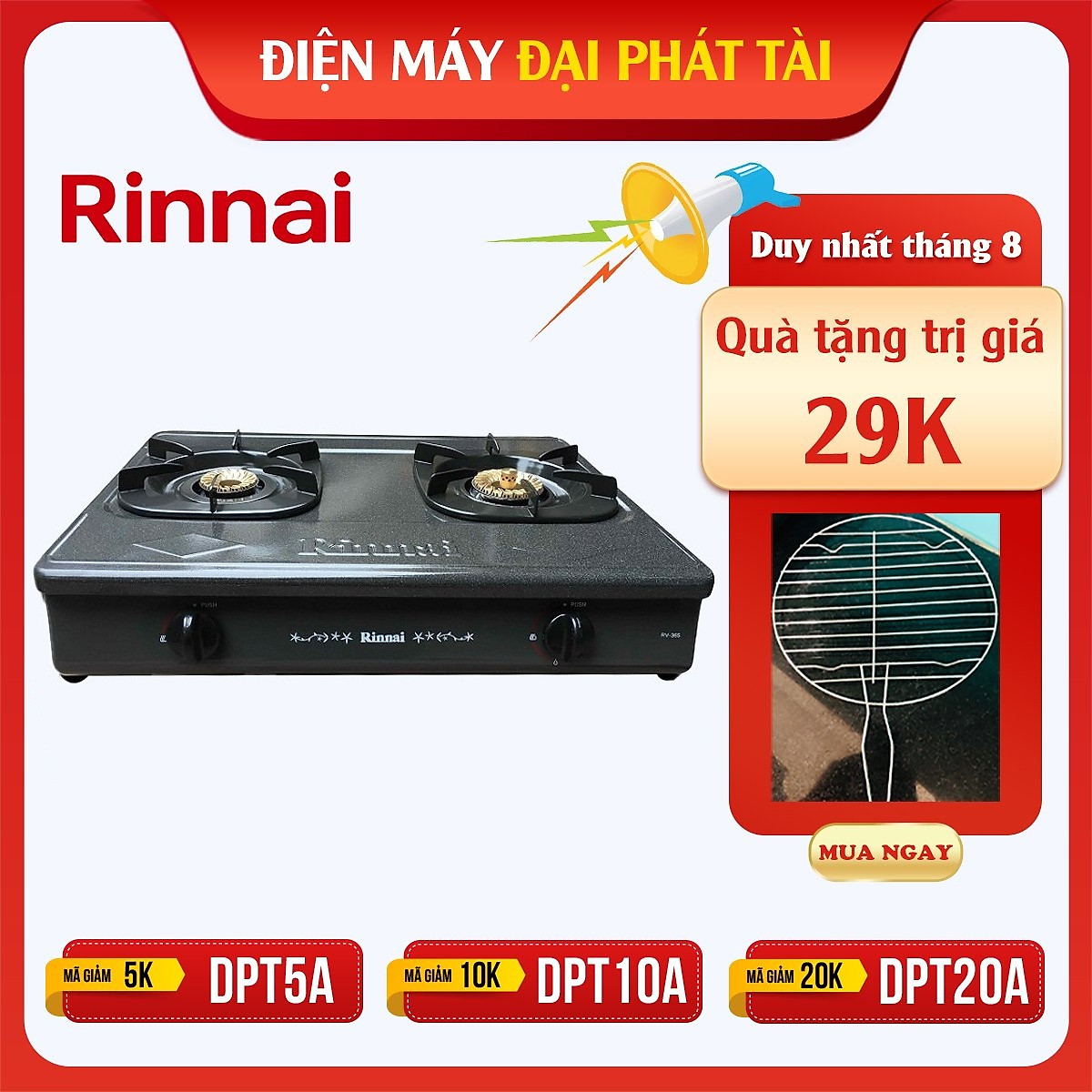 Bếp Ga Rinnai 365GN - Hàng chính hãng 