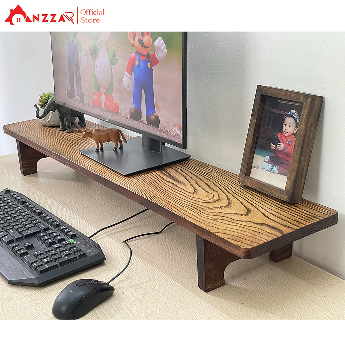 Kệ kê màn hình máy tính bằng gỗ, Kệ gỗ kê màn hình máy tính Gaming Anzzar-02