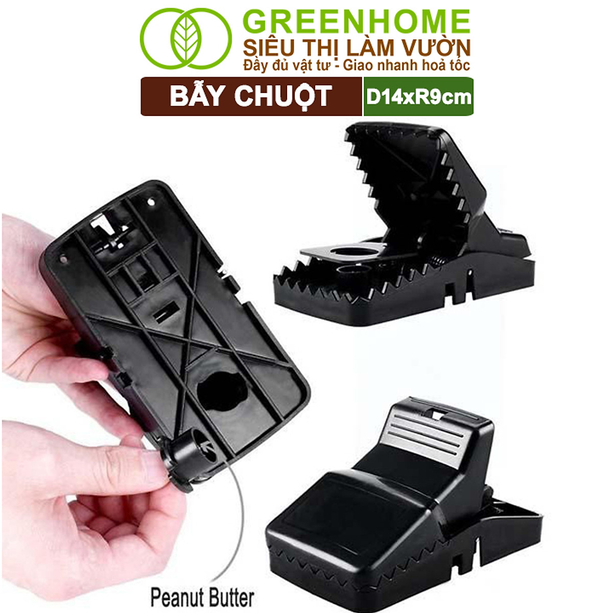 Bẫy Chuột Thông Minh Greenhome, D14xr9cm, Lò Xo Độ Nhạy Cao, Lực Gấp Mạnh, Dễ Dùng, Hiệu Quả Cao, Tái Sử Dụng Nhiều Lần