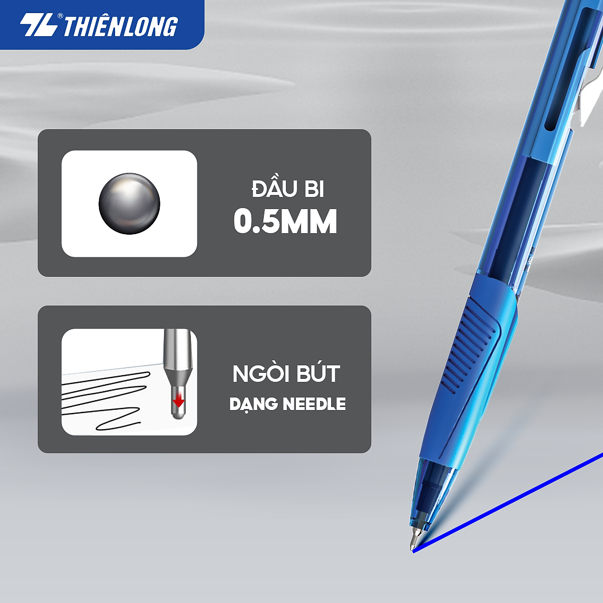 Combo 5-10-20 Bút Bi Thiên Long TL-095 - Tự động thu ngòi khi cài vào túi áo