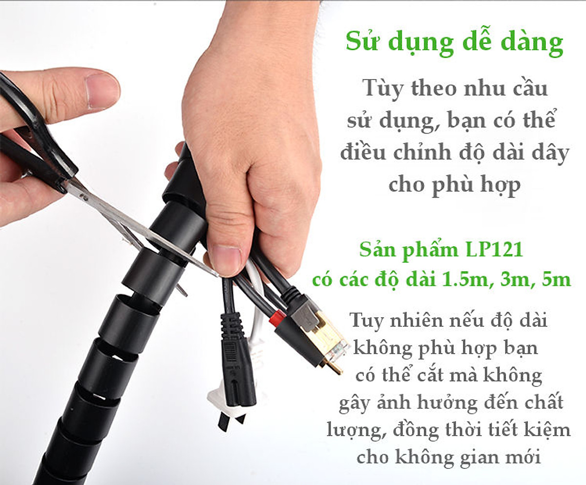 Dây dạng ống xoắn PE bảo vệ các loại dây cáp dài 1.5m UGREEN LP121