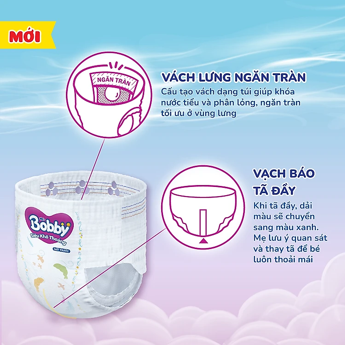 Tã quần Bobby Siêu Khô Thoáng - 100% Thoáng Khí Mega Jumbo - L96