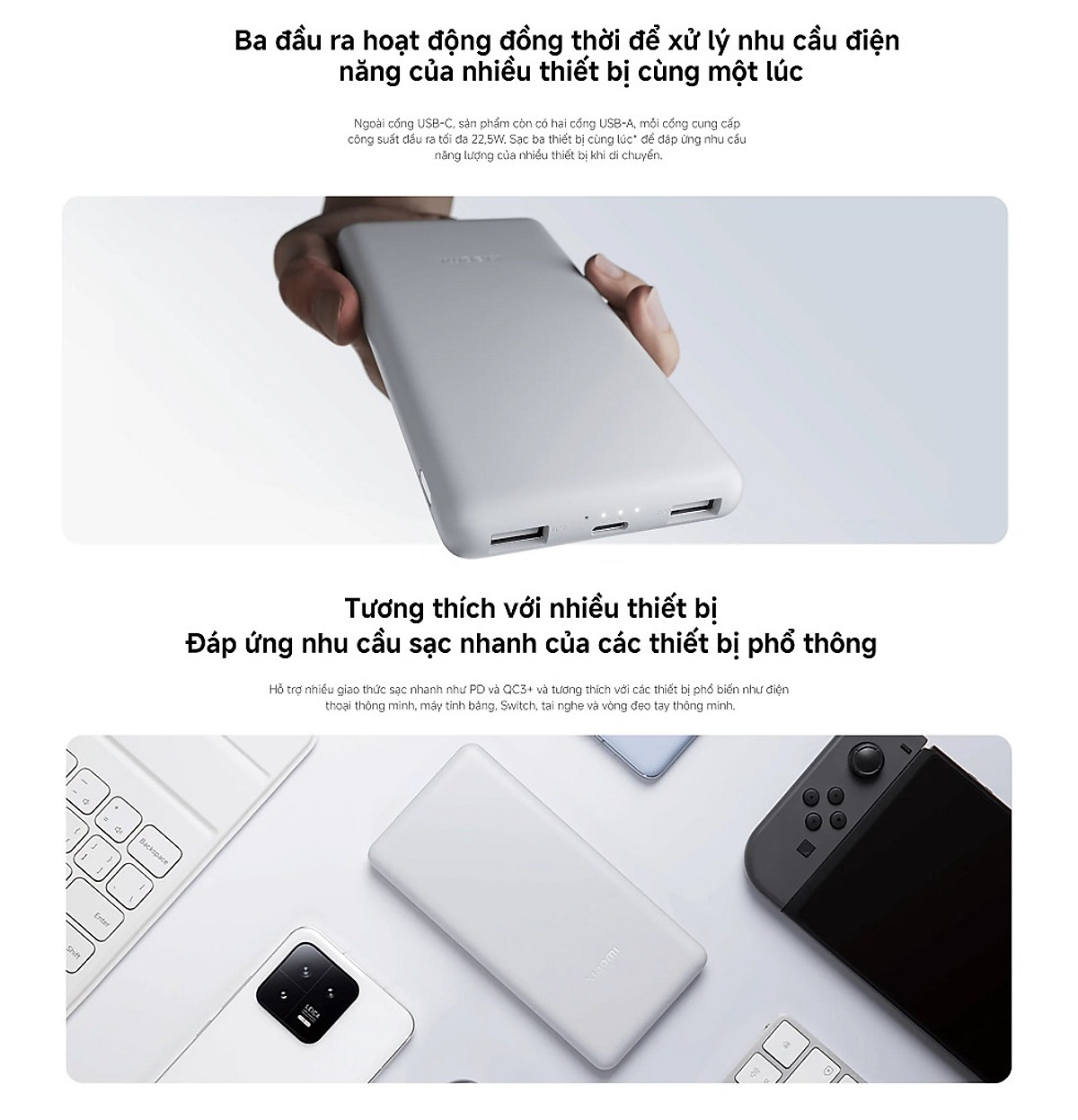Sạc Dự Phòng Xiaomi Power Bank 10000mAh 22.5W Lite TH | Sạc Nhanh | Sạc Cùng Lúc Nhiều Thiết Bị | Bảo Hành 12 Tháng | Hàng Chính Hãng