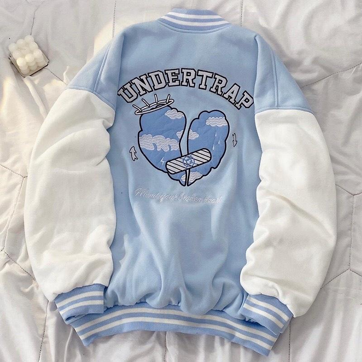 Áo Khoác Cardigan Bomber Nỉ Bông UNDERTRAP Form Rộng Unisex Nam Nữ Ulzzang Phong Cách Hàn Quốc