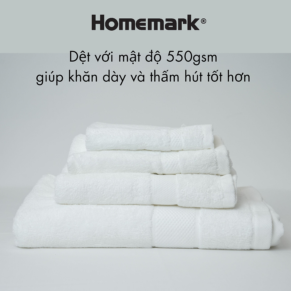Khăn Tắm 100% Cotton Cao Cấp Homemark - Siêu Mềm Mại, Thấm Hút, Dùng Cho Mặt, Gội Đầu, Gym, Thể Thao