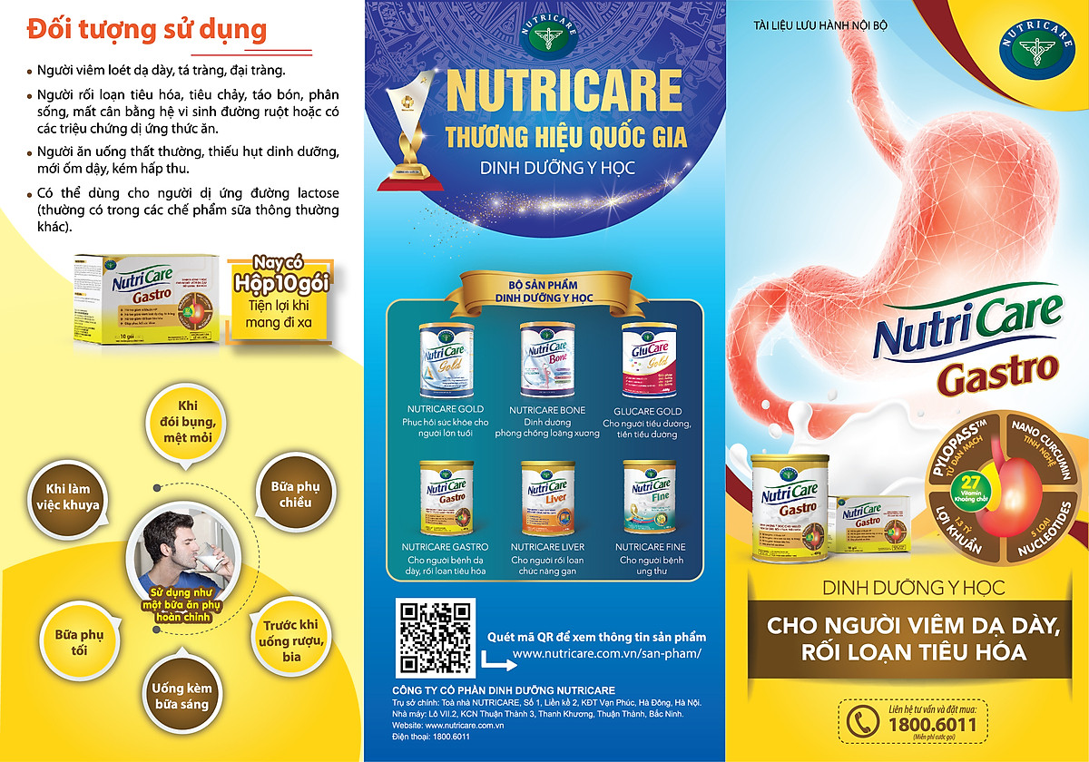 Sữa bột Nutricare Gastro dinh dưỡng y học cho người viêm dạ dày, rối loạn tiêu hoá (900g)