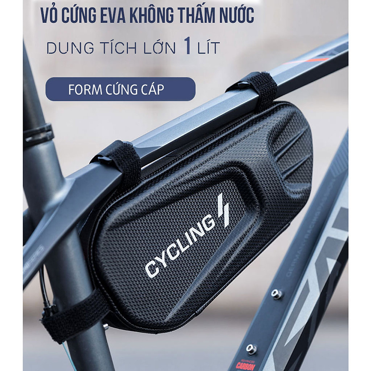 Túi Treo Xe Đạp Form Cứng Dài Chất Liệu EVA 1 Lít Chống Thấm Nước Chứa Vật Dụng Cá Nhân Đạp Xe Cycling MaiLee