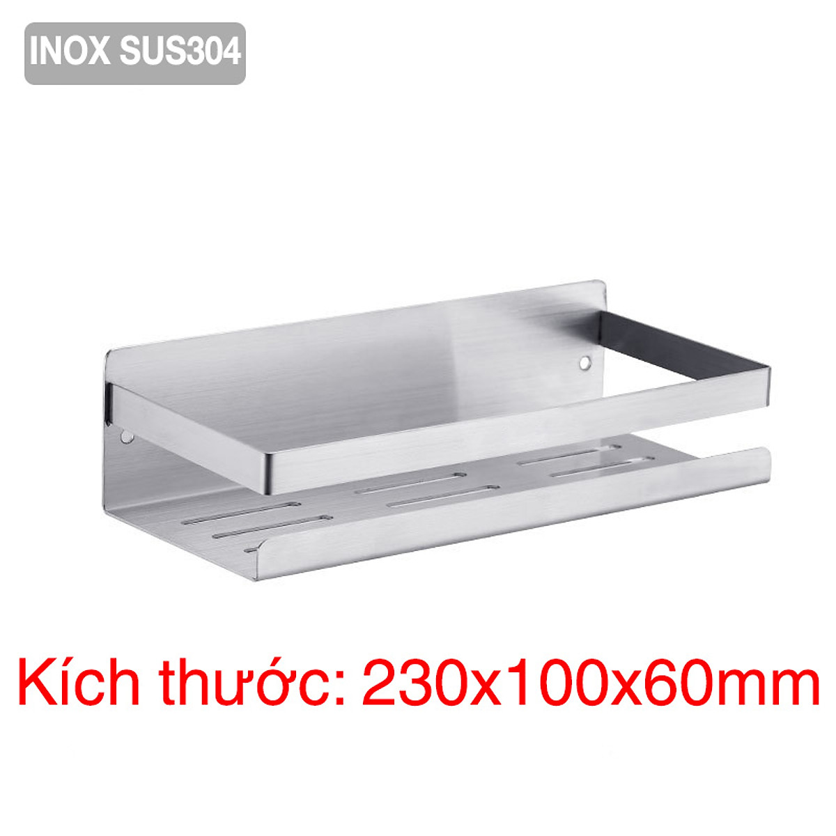 Kệ gia vị Inox 304 dán tường gạch men - có keo dán Sealant Fix -không rỉ sét, đựng được nhiều đồ dùng nhà bếp - 3 kích thước - HOBBY KGVD20 , KGVD23, KGVD28 - hàng chính hãng
