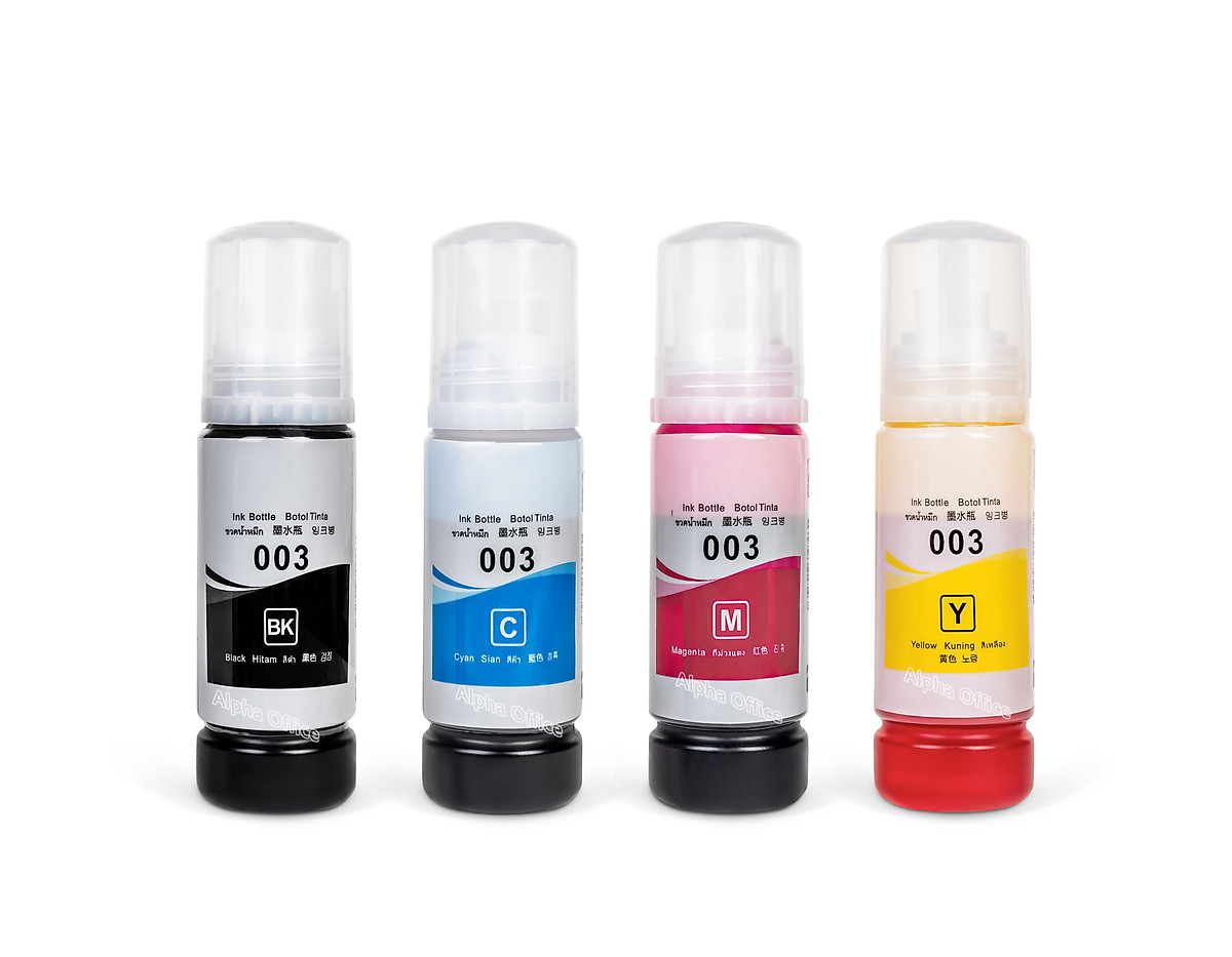 HCM- COMBO 4 màu Mực in màu Epson 003 70ml dùng cho máy in L1110/ L3110/ L3150/ L5190/ L1216/ L1210/ L3216/ L3210/ L3250/ L3256/ L5290, hàng nhập khẩu.