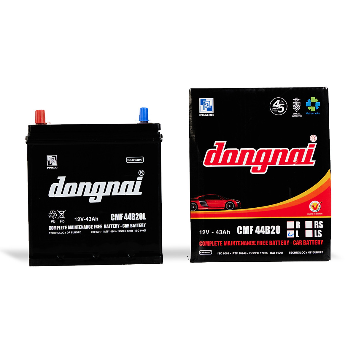 Ắc quy khô miễn bảo dưỡng Đồng Nai CMF 44B20L | 12V - 43Ah