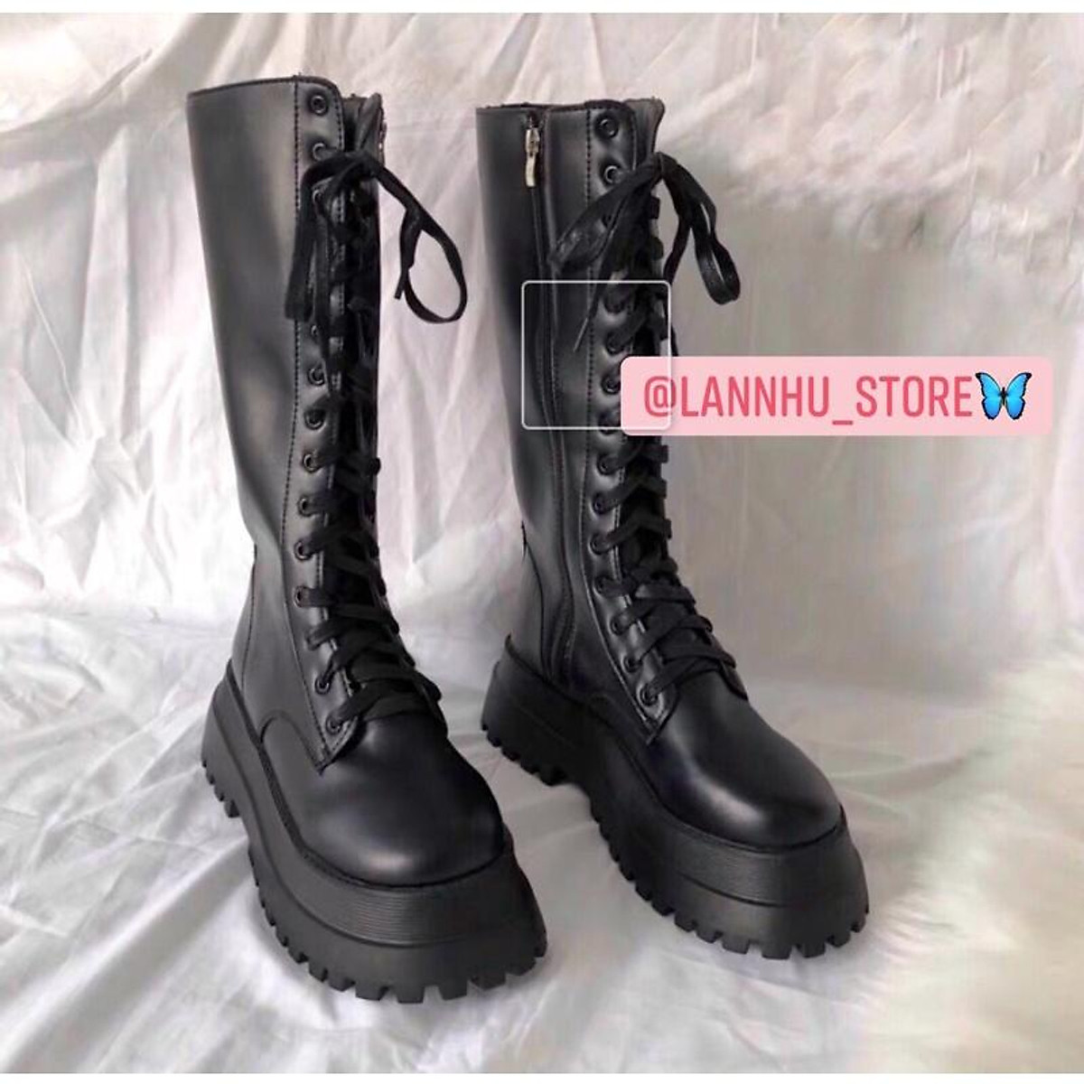 Mua (sẵn 35,36,38,39,40 đen-38,39 trắng) Siêu phẩm Boot Đui Chiến Binh 39cm  -Đế 6m có 2 màu đen trắng hot trend 2021