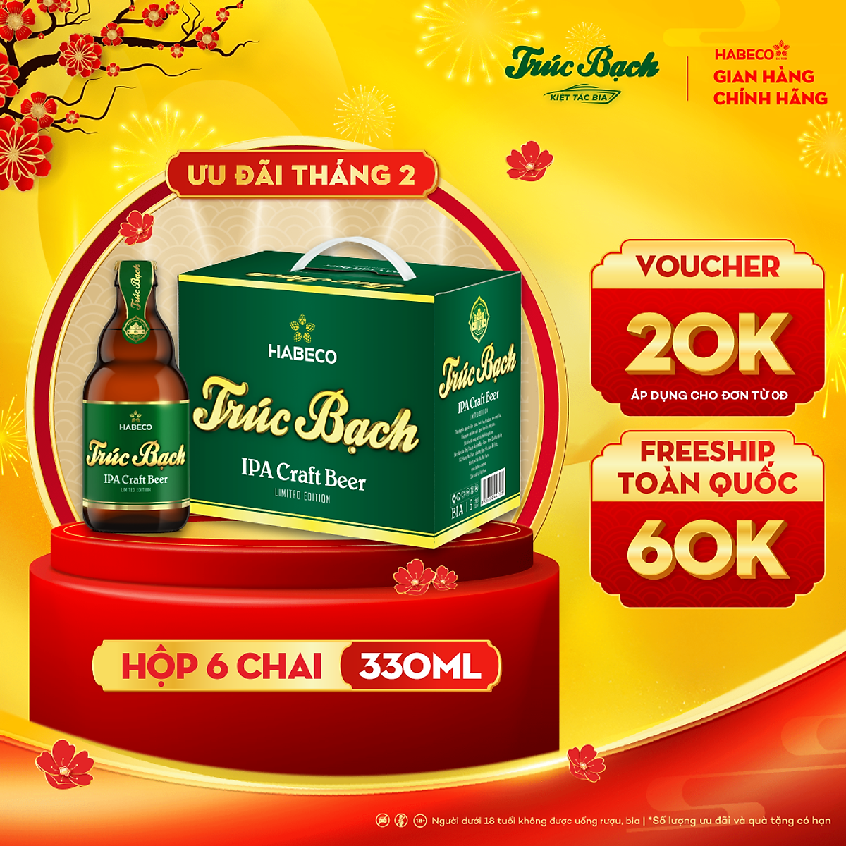 Bia Trúc Bạch IPA Craft - Hộp 6 chai 330ml