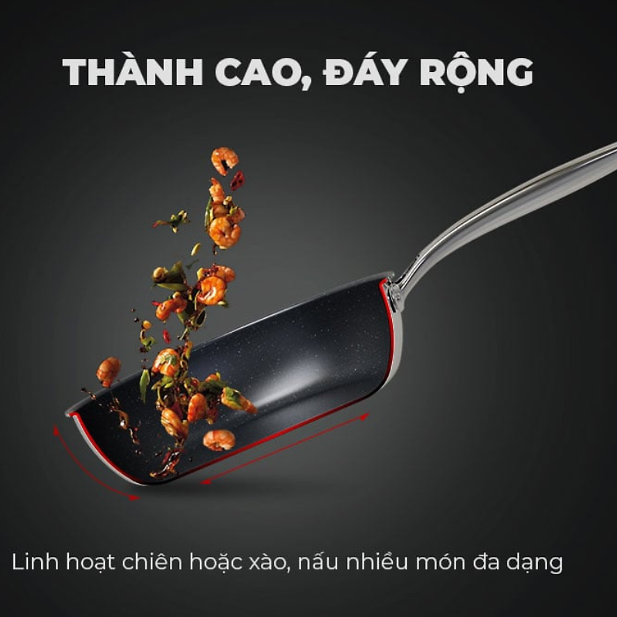 Chảo Inox Nguyên Khối Sunhouse Desire DEM - Dùng cho mọi loại bếp - Hàng chính hãng