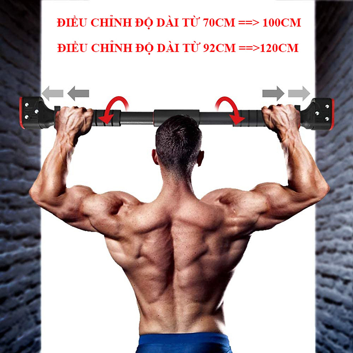 Xà Đơn Treo Tường Gắn Cửa 2021 KT 115cm-160cm Có Chốt Chống Xoay Chịu Lực 300kg Đại Nam Sport