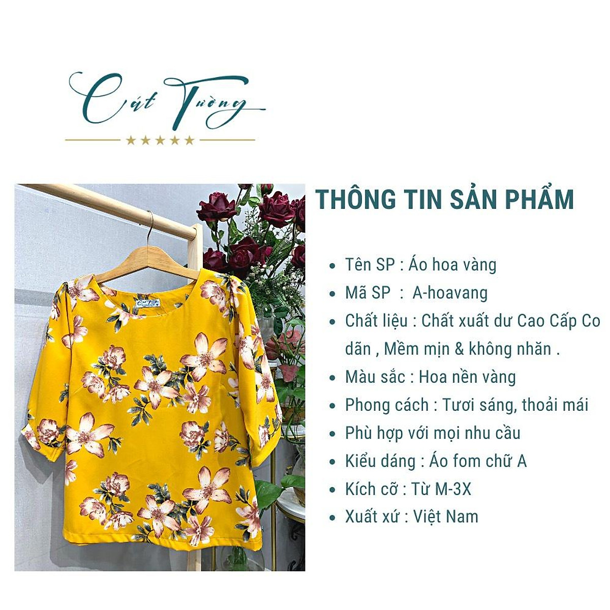 Áo kiểu trung niên Cát Tường với chất liệu lụa hàn cao cấp mềm mịn, màu sắc tươi tắn, trẻ trung, nổi bật
