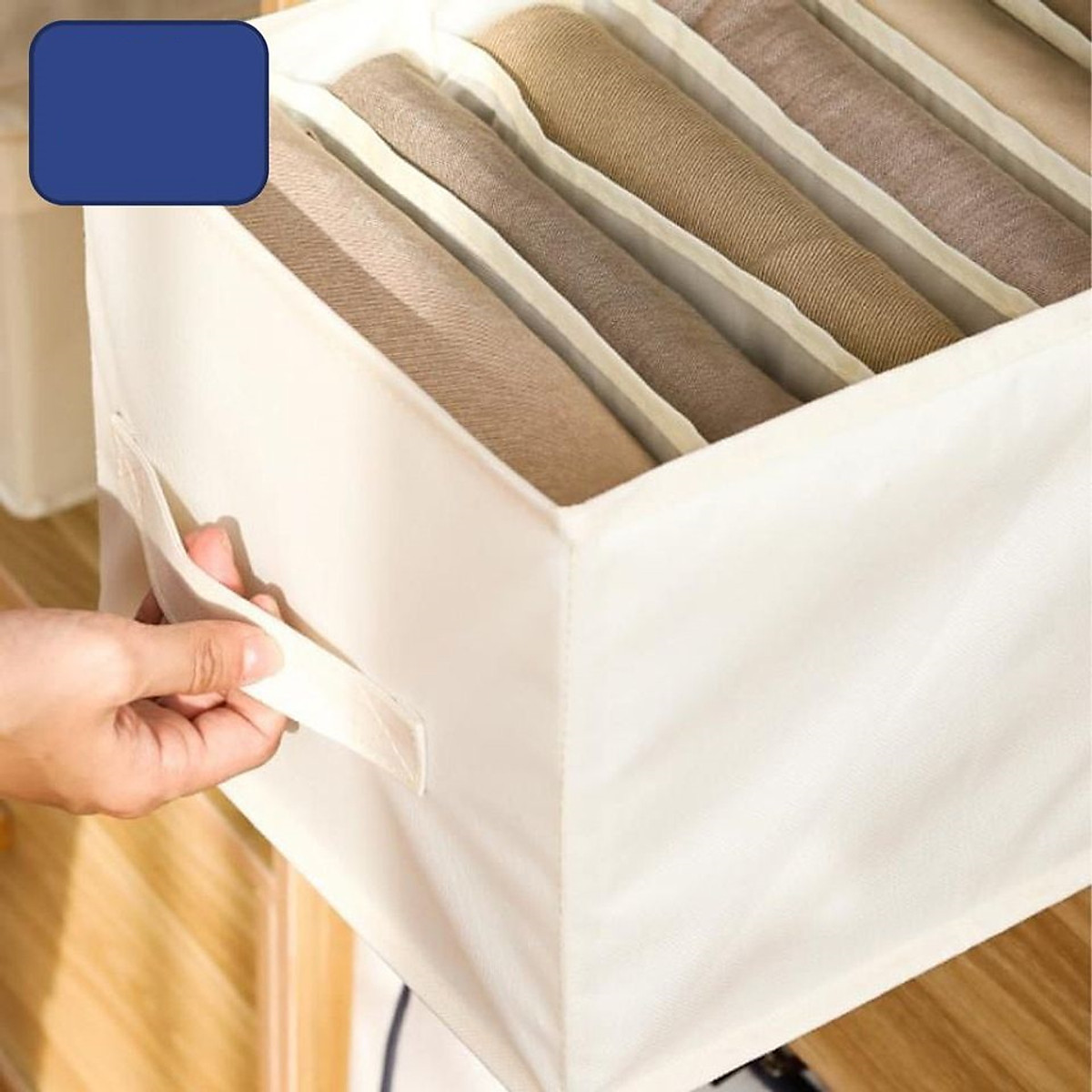 Bộ 2 hộp đựng đồ chia 7 ngăn sắp xếp quần áo dododios - Hộp vải đa năng HQ2 tiện ích, chất liệu cao cấp, phong cách Nhật Bản sang trọng