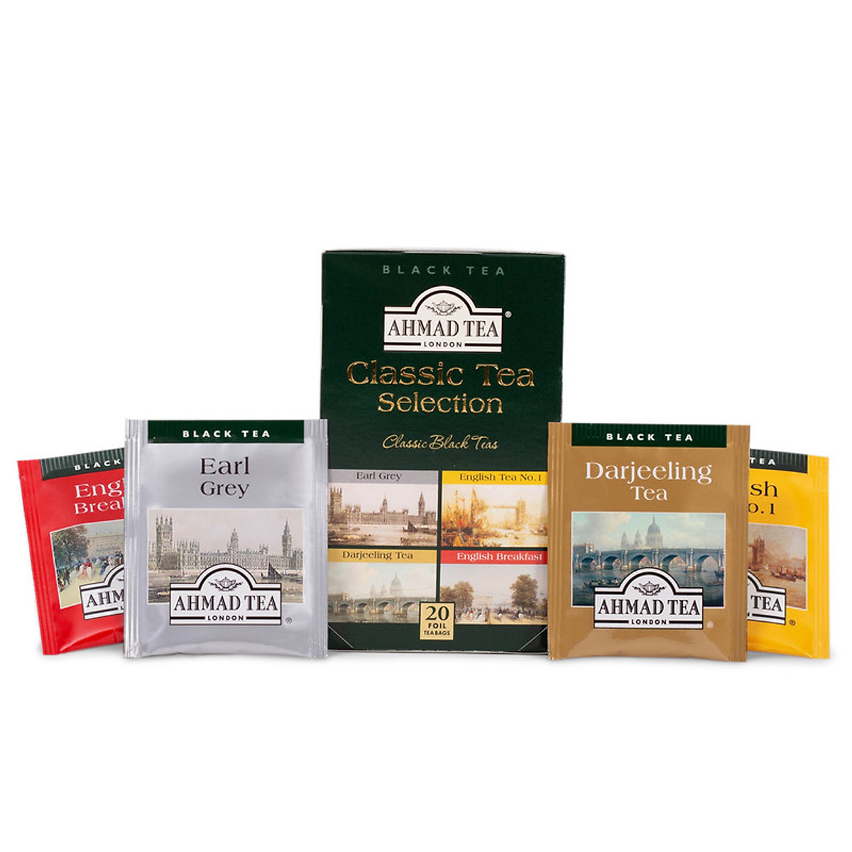 TRÀ AHMAD ANH QUỐC - BỘ SƯU TẬP TRÀ ĐEN (40g) - Classic Tea Selection - 4 loại Trà Anh Quốc hảo hạng dành cho bạn