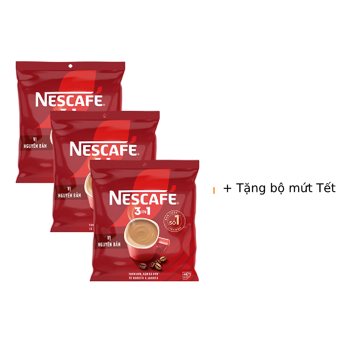 Combo 3 Bịch NESCAFE 3IN1 Công thức cải tiến - VỊ NGUYÊN BẢN Bịch 46 gói