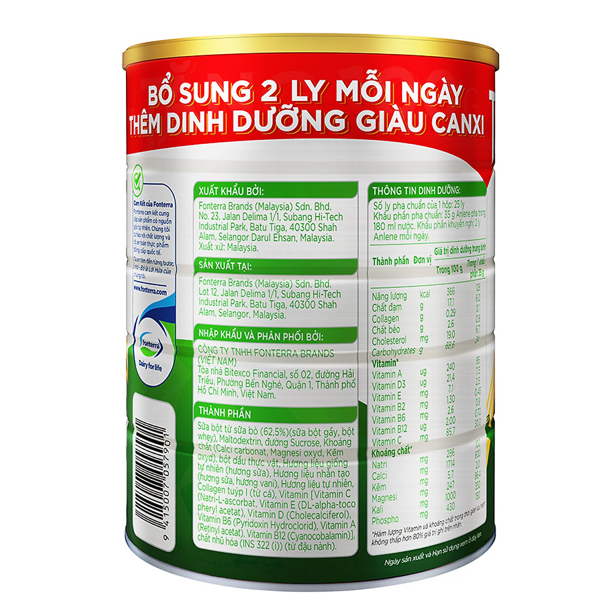 Sữa bột Anlene Gold Movepro Vani 900g (trên 40 tuổi)