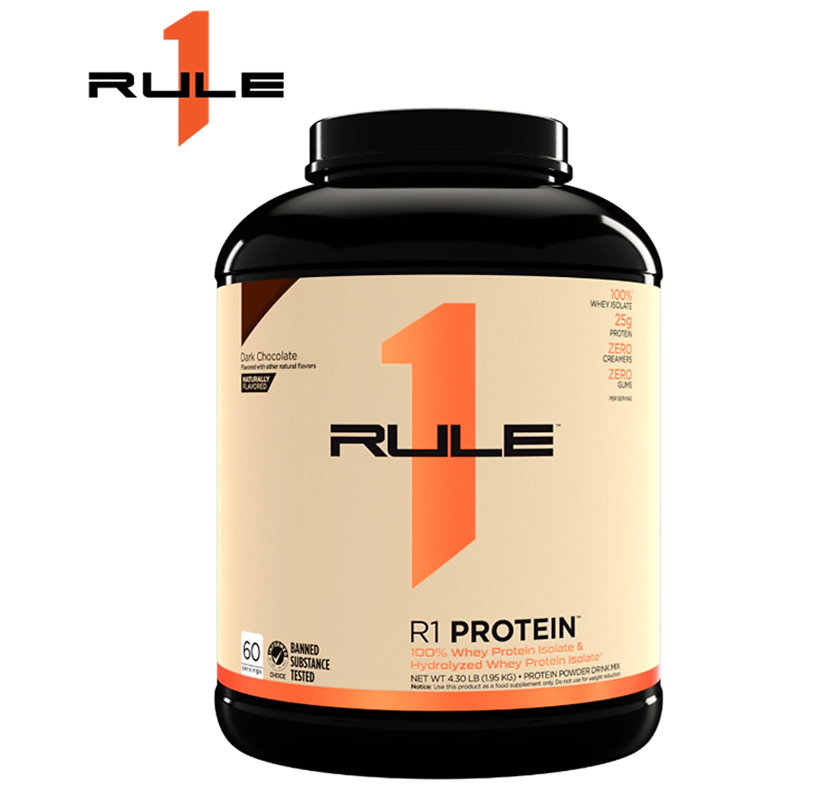 Sữa tăng cơ hương vị tự nhiên Rule 1 Protein 100% Whey Protein Isolate/ Hydrolysate Naturally Flavored 4.3lb (60-64 servings)