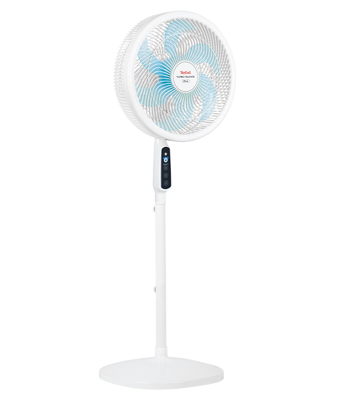 Quạt đứng có điều khiển từ xa Tefal Turbo Silence Plus VH689990 màu trắng cánh xanh - Hàng chính hãng