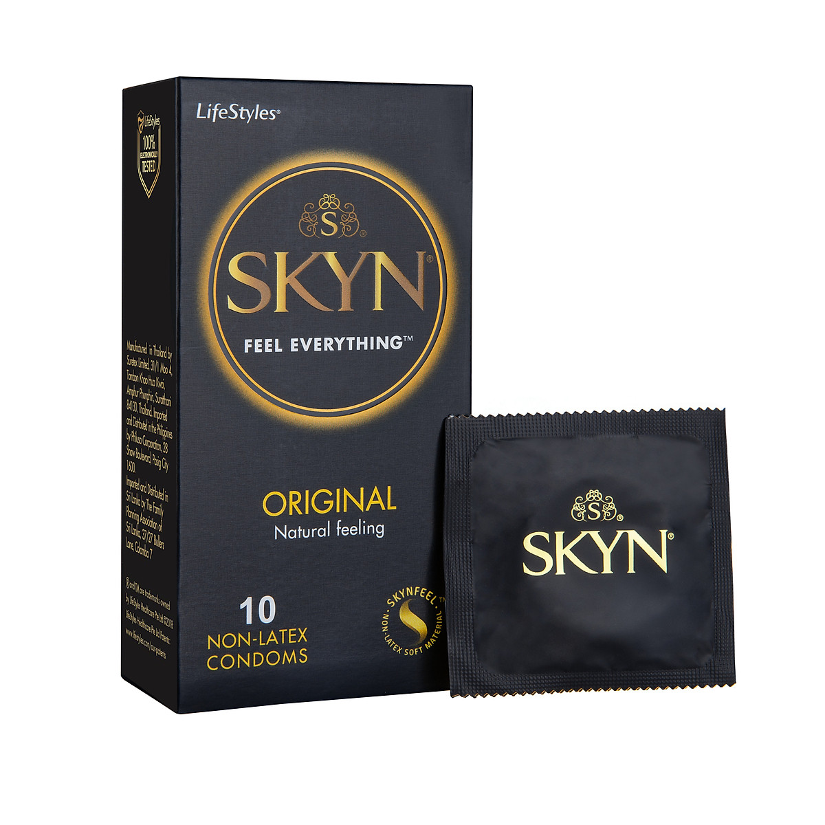 Bao cao su LifeStyles SKYN Original Non-latex cao cấp không mùi cao su không gây dị ứng - Hộp 10 bao - Xuất xứ Úc ( Hàng Chính Hãng )