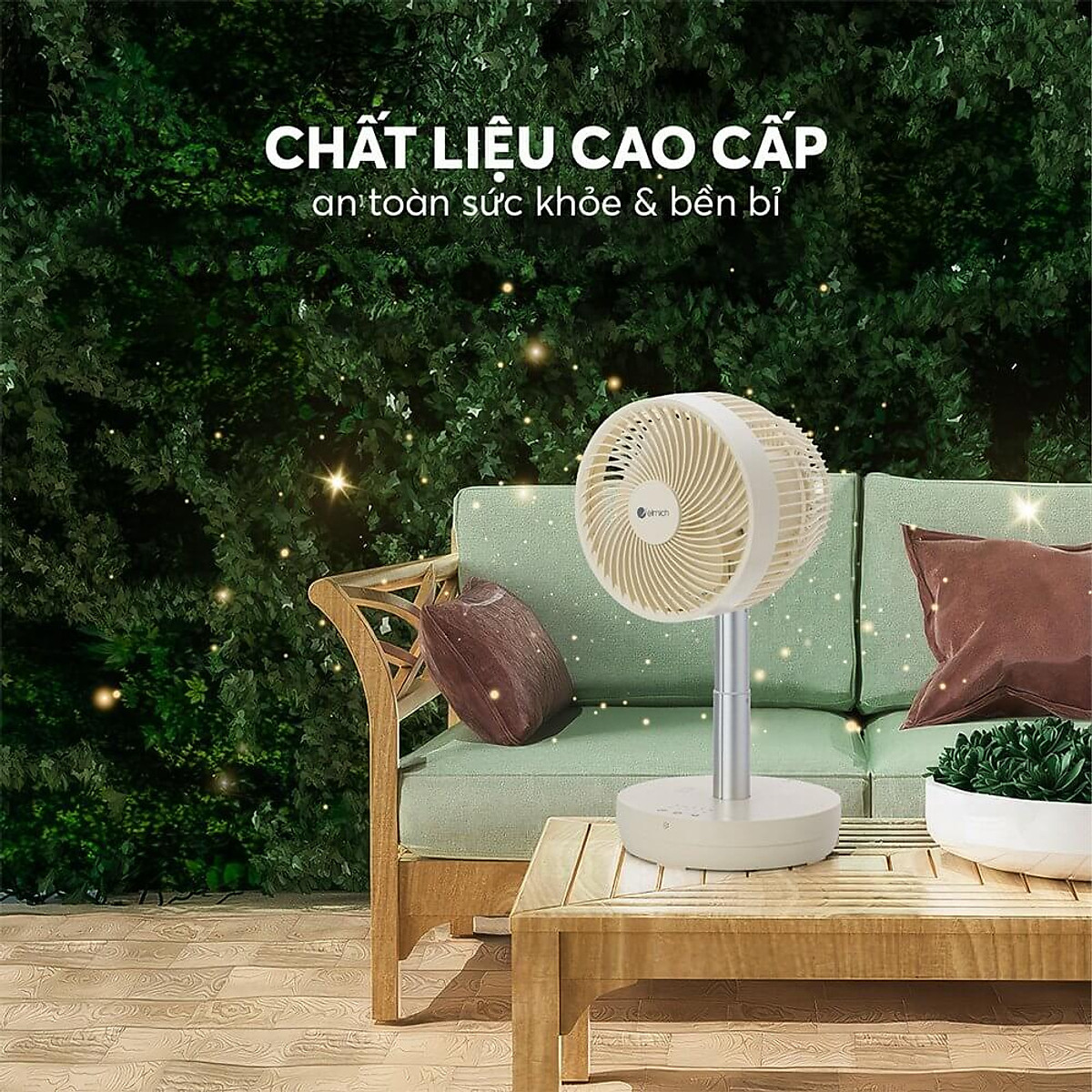 Quạt sạc tuần hoàn không khí Elmich CFE-8786, dung lượng pin lớn, hoạt động liên tục tới 10h, tạo nên luồng gió mạnh, di chuyển linh hoạt 90° theo chiều ngang tạo luồng gió đa chiều, làm mát nhanh, dễ chịu - Hàng chính hãng