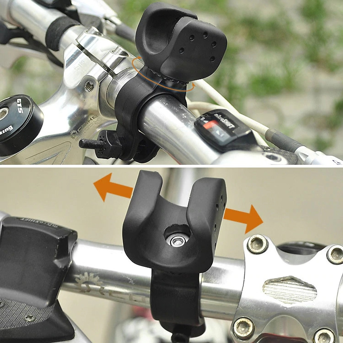 Chân đế kẹp đèn pin, đèn pha gắn ghi đông cho Xe Đạp (chất liệu Nhựa ABS, không kèm đèn pin) chắc chắn, xoay 360 độ dễ dàng lắp đặt Mai Lee