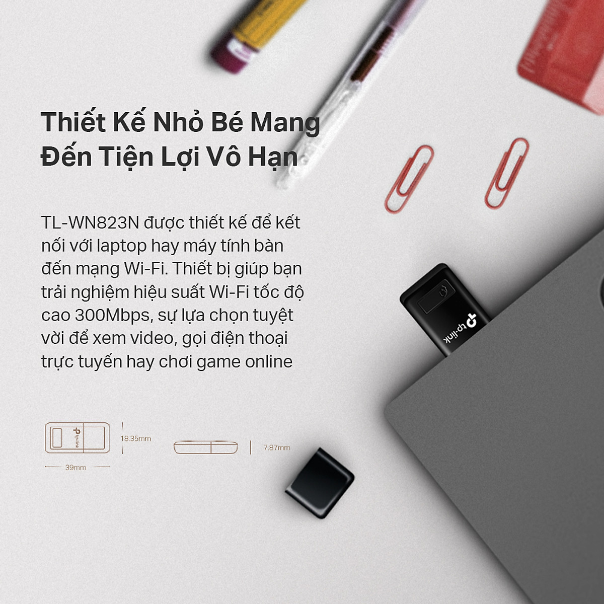 TP-Link TL-WN823N - USB Wifi chuẩn N tốc độ 300Mbps - Hàng Chính Hãng