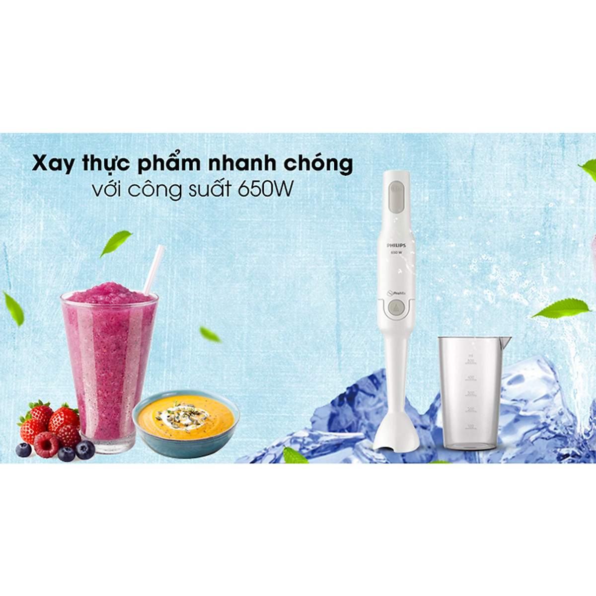Máy xay sinh tố cầm tay Philips HR2531/00 (650W) - Hàng chính hãng