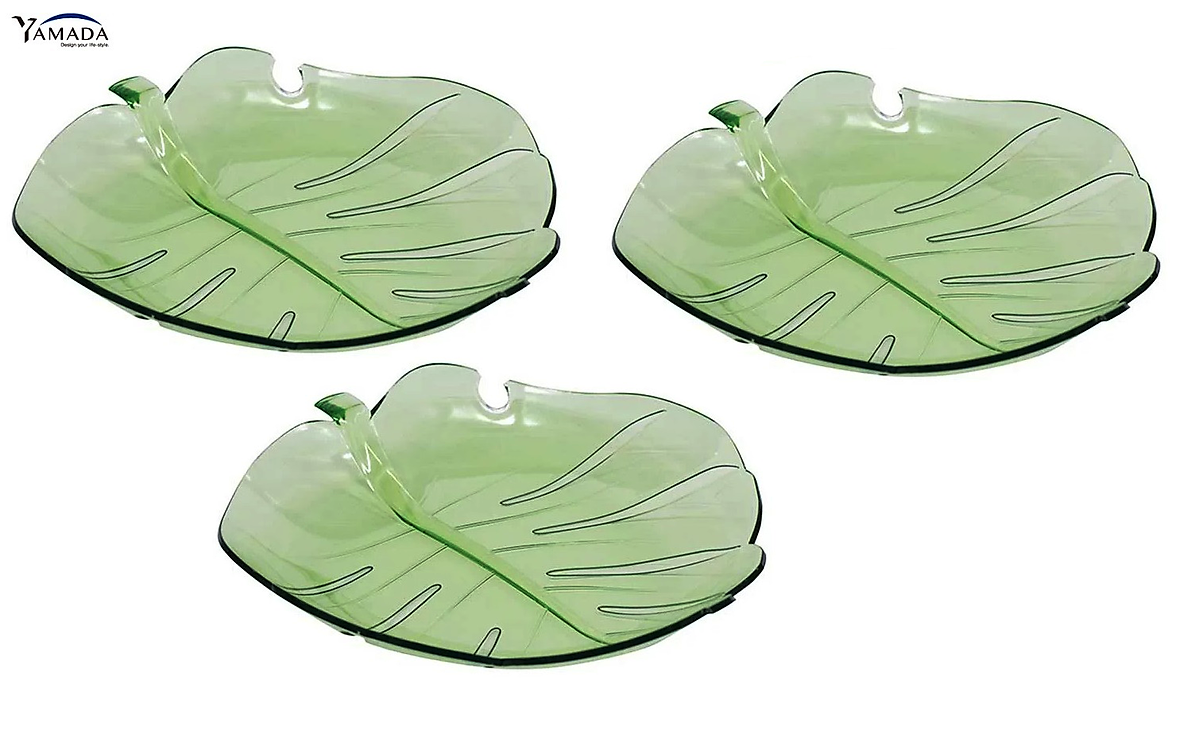 Combo 03 Đĩa nhựa pha lê màu xanh hình chiếc lá Yamada Nội địa Nhật Bản