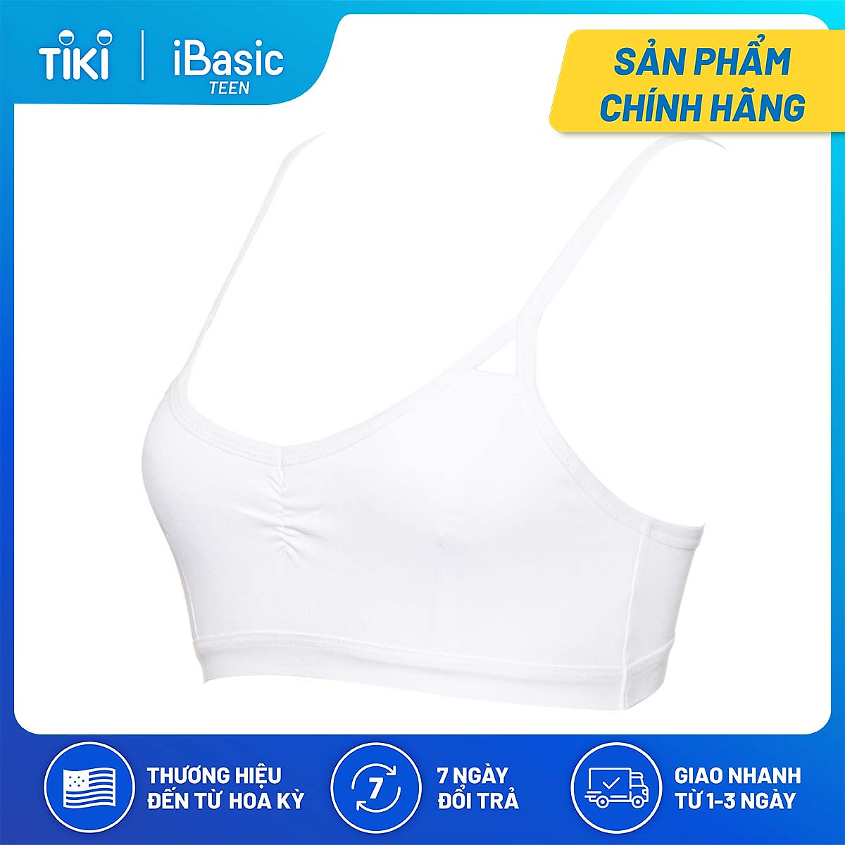 Áo ngực học sinh iBasic trơn nhún thân trước cotton USA kháng khuẩn BRAT001