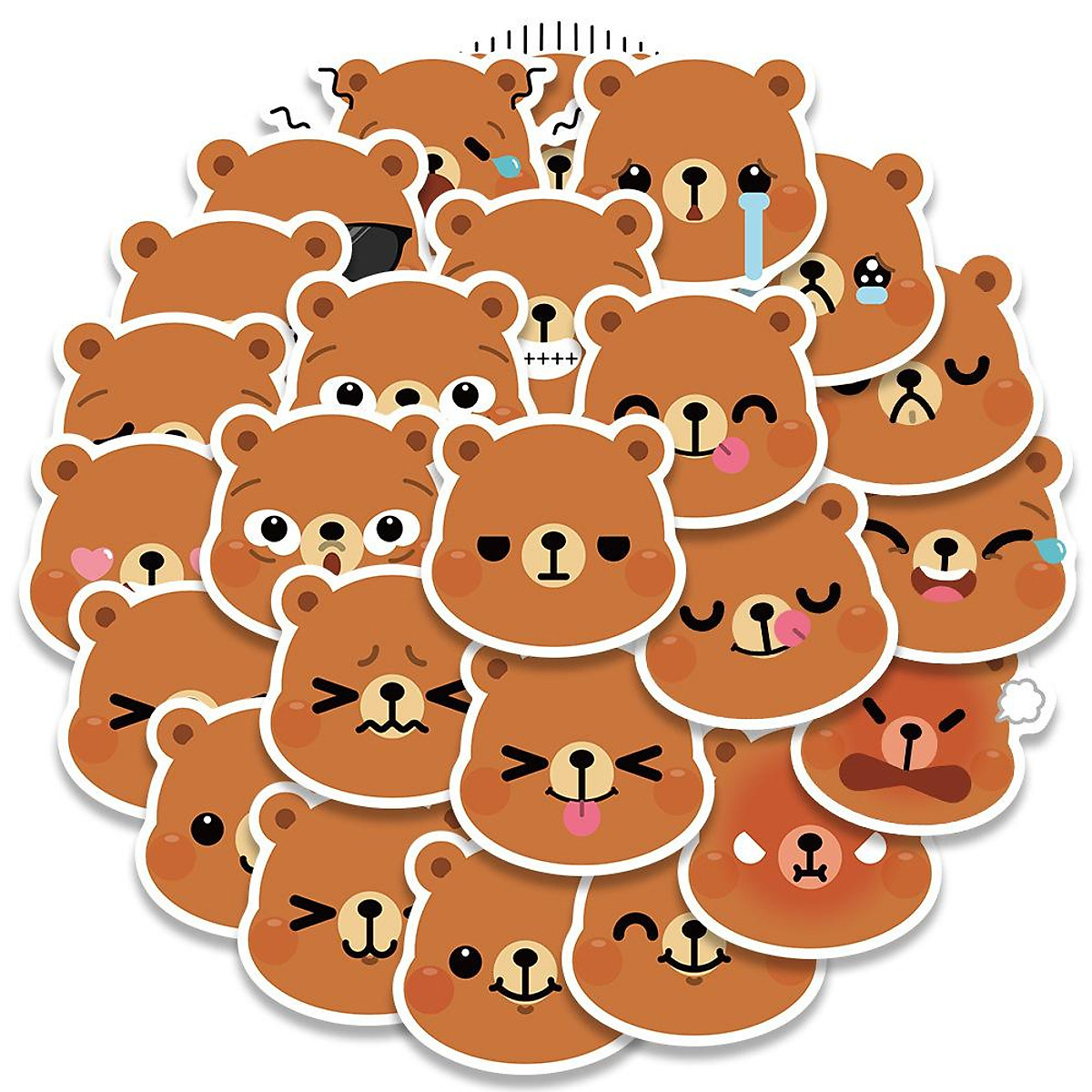 Sticker gấu nâu emotion chibi hoạt hình cute trang trí mũ bảo hiểm ...