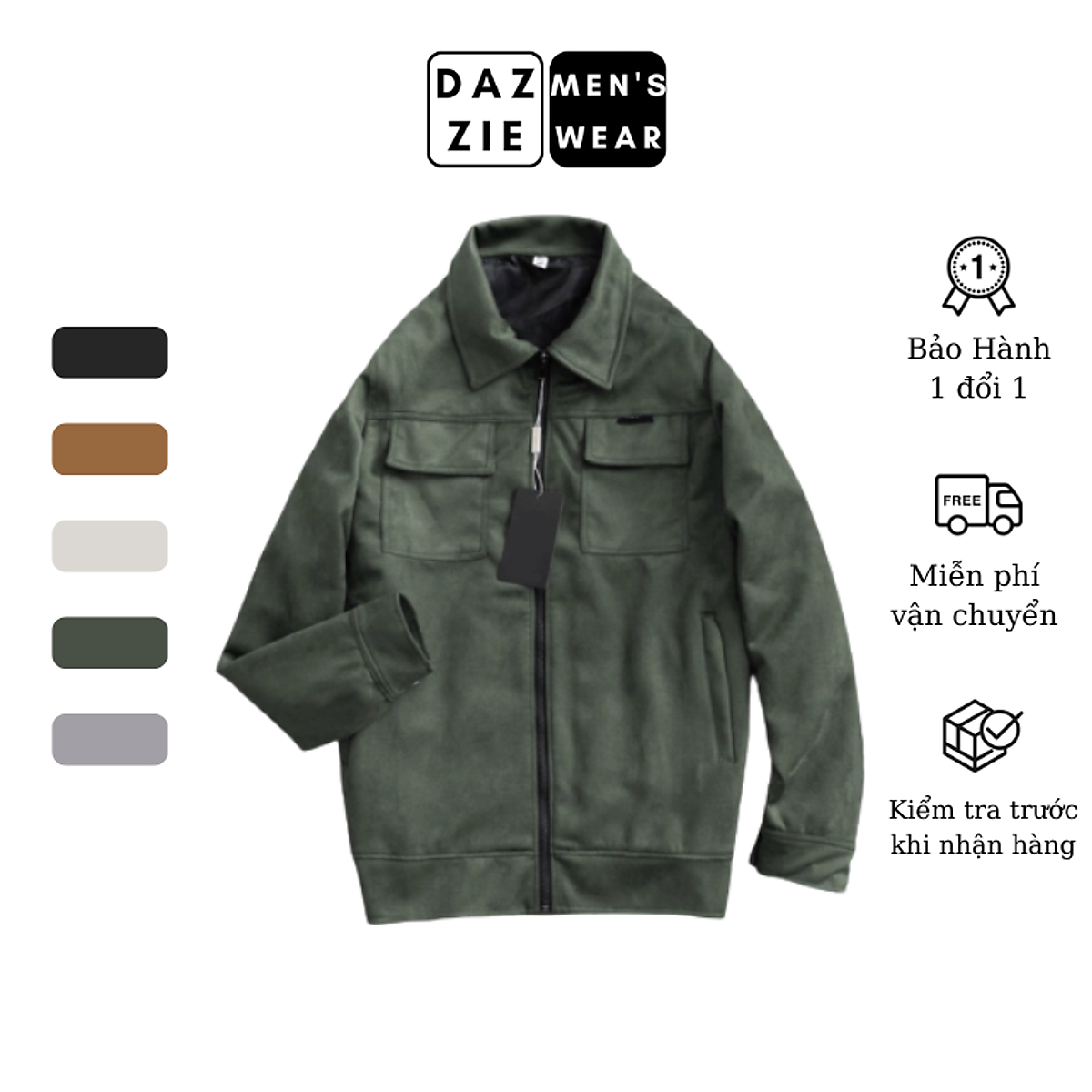 Áo Khoác Nam DazzieMenwear chất Da lộn Cao Cấp Túi hộp Thời Trang, Trẻ Trung Áo Khoác Nam Dazziemenwear Chất Da Lộn Cao Cấp Túi Hộp Thời Trang, Trẻ Trung