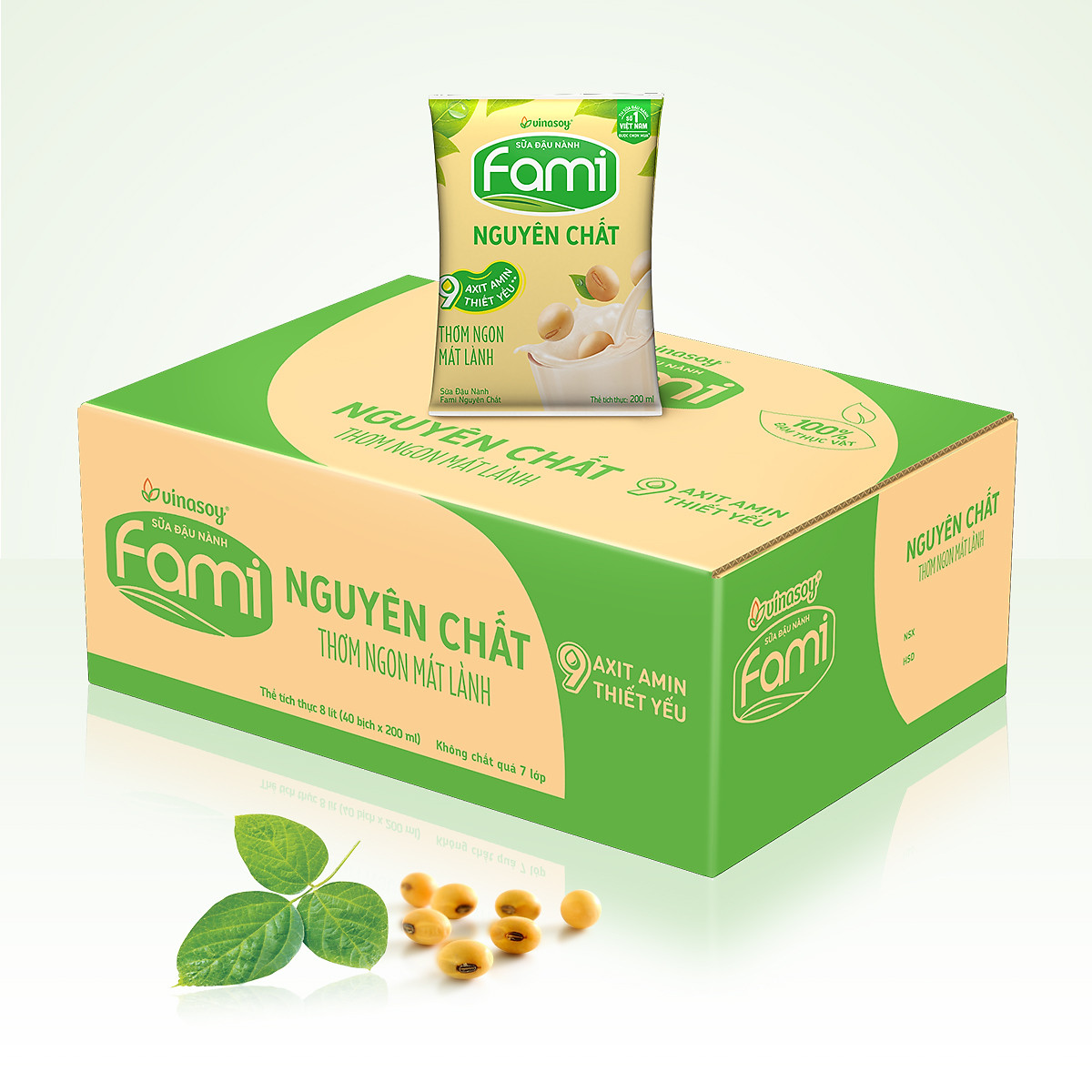 Thùng Sữa đậu nành Fami nguyên chất (200ml x 40 Bịch)