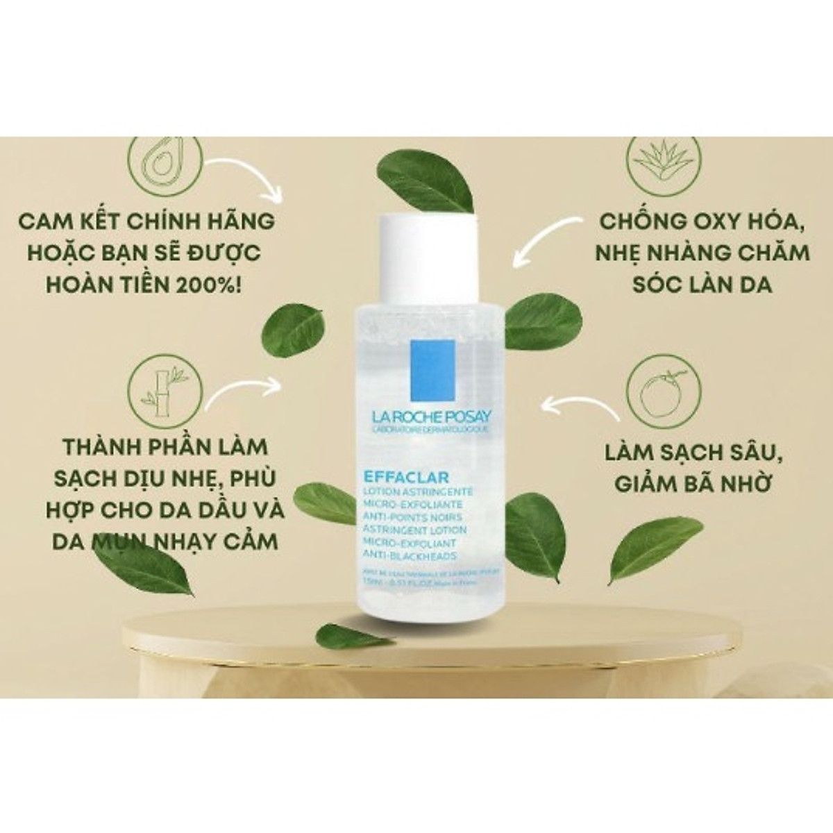Nước Cân Bằng Se Khít Lỗ Chân Lông, Làm Sạch Sâu Cho Da Nhờn Mụn Effaclar